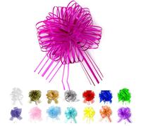Allgala 12 piezas 4 pulgadas mediano 3 cm cinta de organza lazo de flores para envolver regalos cestas decoraciσn de boda - fucsia-GP90611