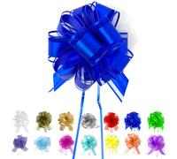 Allgala 12 piezas 4 pulgadas mediano 3 cm cinta de organza lazo de flores para envolver regalos cestas decoraciσn de boda - azul real-GP90606