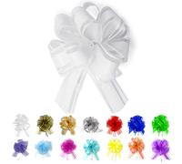 Allgala 12 piezas 4 pulgadas mediano 3 cm cinta de organza lazo de flores para envolver regalos cestas decoraciσn de boda - blanco-GP90601