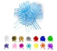 Allgala 12 piezas 4 pulgadas mediano 3 cm cinta de organza lazo de flores para envolver regalos cestas decoraciσn de boda - azul claro-GP90610