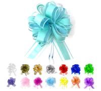 Allgala 12 piezas 4 pulgadas mediano 3 CM cinta de organza lazo de flores para envolver regalos cestas decoraciσn de boda - Turquesa-GP90612