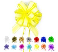 Allgala 12 piezas 4 pulgadas mediano 3 cm cinta de organza lazo de flores para envolver regalos cestas decoraciσn de boda - amarillo-GP90613