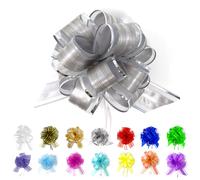 Allgala 12 piezas 4 pulgadas mediano 3 cm cinta de organza lazo de flores para envolver regalos cestas decoraciσn de boda - Plata-GP90604