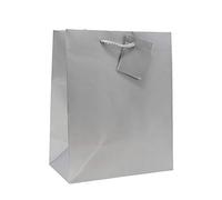 Allgala - Bolsas de papel de regalo, 12 unidades, color sólido, 09"MED, Plateado
