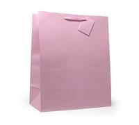 Allgala - Bolsas de papel de regalo, 12 unidades, color sólido, 13"LG, Rosado