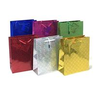 allgala Bolsas de regalo con asas, paquete de 12 bolsas de regalo de holograma medianas de 9 x 7 pulgadas, GP50301