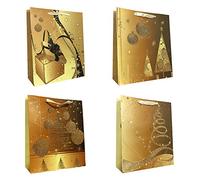 Allgala - Bolsas de regalo para Navidad (12 unidades), L, Dorado, 12