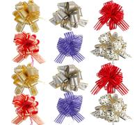 allgala GP90600 Cinta de organza de 3 cm, lazo de flores para envolver regalos, cestas, decoraciσn de bodas (paquete de 12 lazos medianos de 4 pu