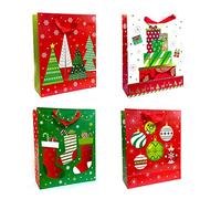 allgala GP91033 - Bolsa de regalo de Navidad con estampado en caliente de lámina metálica de alta calidad, 12 unidades (15.5 x 12 pulgadas)