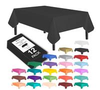Allgala - Juego de 12 manteles desechables de plástico de peso medio, 12PK 54"x108", Negro