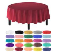 Allgala - Juego de 12 manteles desechables de plástico de peso medio, 12PK Round 84", Burgundy