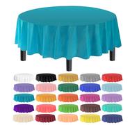 Allgala - Juego de 12 manteles desechables de plástico de peso medio, 12PK Round 84", Turquoise