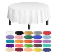 Allgala mantel desechable de plástico de alta calidad, peso medio, paquete de 6, Round 84", Blanco