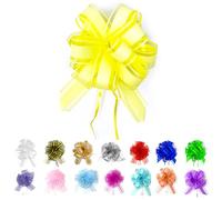 Allgala Paquete de 12 lazos grandes, flores amarillas, lazos de envoltura de regalos de 6 pulgadas para envolver regalos, lazos de boda, decoraciones de flores, fiestas, Navidad, cumpleaños, San