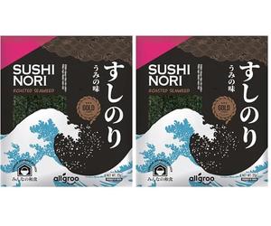 Allgroo (Almho) Alga Nori, hoja completa (10 hojas por paquete) 25 g (Paquete de 2)