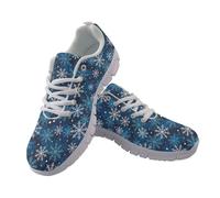 Allhaitong Tenis de moda para mujer, ligeros, cómodos, antideslizantes, para caminar para mujeres y niñas, Copo de nieve azul y blanco, 39.5 EU