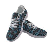 Allhaitong Tenis para mujer, informales, ligeros, cómodos, para correr, caminar, atléticos, suela blanca, zapatos de tenis, Leopardo azul y negro, 38.5 EU