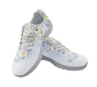 Allhaitong Tenis para mujer, informales, ligeros, cómodos, para correr, caminar, atléticos, suela blanca, zapatos de tenis, Flores blancas y azules, 42.5 EU