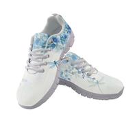 Allhaitong Tenis para mujer, informales, ligeros, cómodos, para correr, caminar, atléticos, suela blanca, zapatos de tenis, Libélula de flores azules, 36 EU