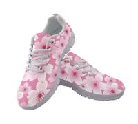 Allhaitong Zapatillas de correr ligeras para mujer, antideslizantes, para caminar, trotar, gimnasio, tenis, malla transpirable, zapatos deportivos, rosa con flores, 38 EU