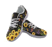Allhaitong Zapatillas de tenis para mujer, informales, suela blanca, con cordones, a la moda, cómodas, para caminar y correr, Sunflowers Music, 37 EU