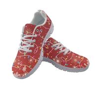 Allhaitong Zapatillas de tenis para mujer, informales, suela blanca, con cordones, a la moda, cómodas, para caminar y correr, Luces de Navidad rojas, 40 EU