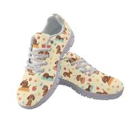 Allhaitong Zapatos de senderismo para mujer, cómodos y ligeros, para correr, gimnasio, tenis, zapatos antideslizantes, Lindo perro salchicha, 40.5 EU