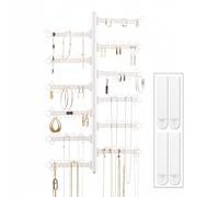 AllHungUp - Organizador de joyas de pared de 12 niveles, organizador de joyas montado en la pared, organizador de collares, organizador de joyas, soporte para aretes, organizador de pendientes, color