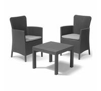 Allibert 221307 Grafito Set De Exterior Jardín 2 Sillones + Mesa Pequeña
