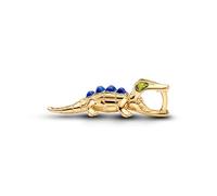 Alligator 14k Gold-Plated Charm with Imitation Lapis Lazuli and Light Green Crystal