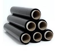 ALLINLIFE Film Transparente o Negro Blanco para Embalar 50CM x 200M,23 Micras Rollo de Papel Film Resistente de Plástico con Alta Elasticidad para Mudanzas y Envíos (Film Negro Blanco Embalaje, 3