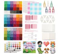 Allinside Kit de Perlas para Planchar, 72 Colores 25920 Mini Perlas 2,6 mm, Set DIY Todo en Uno con Placas, Pinzas, Patrones, Kit de Pixel Art, Decoraciones Artísticas
