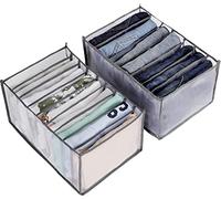 Allinside Organizador de Ropa de Armario, Lavable y Plegable con Compartimento de Almacenamiento para Jeans, Pantalones, Legging, Camiseta - 2 Paquetes (7 Cuadrículas + 9 Cuadrículas)