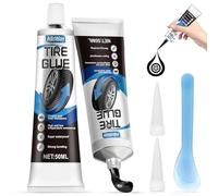 Allisway 2 Piezas Pegamento Vulcanizante, Kit Repara Pinchazos, Pegamento Reparación Neumáticos, Adecuado para Reparar Descascarillados y Agujeros en los Flancos de los Neumáticos de Caucho,100ml