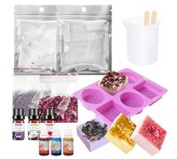 AllisWay Kit para Hacer Jabones Artesanales, Kit Manualidades Adultos, Contiene Base de Jabón, Esencia de Color, Aceite Aromático, Moldes para Jabones Artesanales, etc., se Puede Regalar