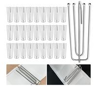 ALLisWE 30 Unidades Ganchos de Cortina de Acero Inoxidable 4 Puntas, Ganchos para Pliegues de Cortinas Ganchos de Abrazadera Ganchos para Cortinas de Metal para Colgar Cortina de Ventanas