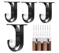 ALLisWE 4 Unidades Ajustable Soportes de Barra de Cortina de Techo para Barras de 23 a 28 MM Metal Soporte Cortinas Pared con Tornillos Blanco Soporte Barra Armario para El Hogar Dormitorio Oficina