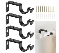 ALLisWE 4 Unidades Soporte para Barra de Cortina Ajustable del Tubo 25 a 28 mm Soporte Pared Metal con Tornillos Negro Duradero Soporte Barra de Cortina para El Dormitorio Oficina Armario