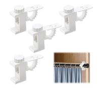 ALLisWE 4 Unidades Soportes para Barra de Cortina Sin Taladrar Ajustable Soporte de Abrazadera de Cortinas Soporte Barra de Cortina para El Dormitorio Oficina Armario de Toalla Gancho para