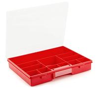 Allit 457230 EuroPlus Basic 37/30.5 cm Caja organizadora con 12 compartimentos, color rojo