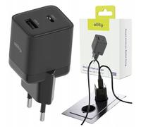 Allity Cargador USB-C USB-A GAN 20W Cargador Rápido de 2 Puertos PD ATC-01-20WAC Fuente de Alimentación Compacta Mini Adaptador de Corriente Negro