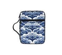 Alliya Bolsa de almacenamiento de la Biblia azul y blanca con asa y bolsillo con cremallera