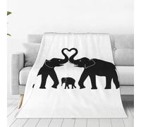 Alliya Manta de franela ultrasuave de varios tamaños con diseño de elefante viejo y elefante joven (estilo vertical) para el hogar y la oficina
