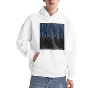 Alliya The Blue Binary - Sudadera con capucha para hombre, cómoda, de manga larga, casual, con bolsillo para uso diario, blanco, L