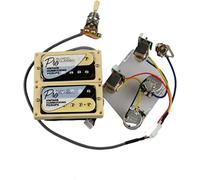 alljita 1 juego de pastillas Alnico 5 Humbucker ProBucker con interruptor de empuje Pot con circuito Boad Pastilla de doble bobina para guitarras Epiphone LP (marco Zebra Ye)