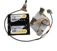 alljita 1 juego de pastillas Alnico 5 Humbucker ProBucker con interruptor de empuje Pot con circuito Boad Pastilla de doble bobina para guitarras Epiphone LP (marco Zebra Bk)