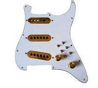 alljita Actualización precableado SSS Pickguard Mini Tri-Sonics Gold Alnico Pickups 1 juego 6 mini interruptores para guitarra ST