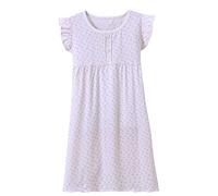 Allmeingeld Baby Girls' Princess Nighties Heart Print Nightgowns Ruffle Sleep Gowns White 3t