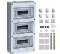 ALLmeter Caja de distribución de 36 módulos, caja de fusibles IP65, superficie con cubierta transparente, caja de distribución ABS resistente al agua para interiores y exteriores