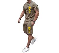 AllMonyba Conjunto Casual de 2 Piezas para Hombre Camiseta de Verano de Manga Corta + Pantalones Cortos Conjunto de chándal con Estampado Poker K